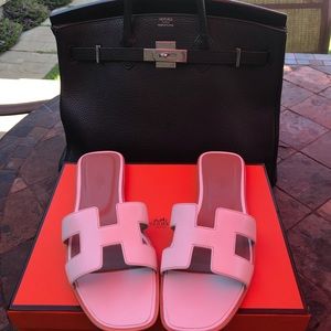 NEW HERMES oran sandals/slides in white